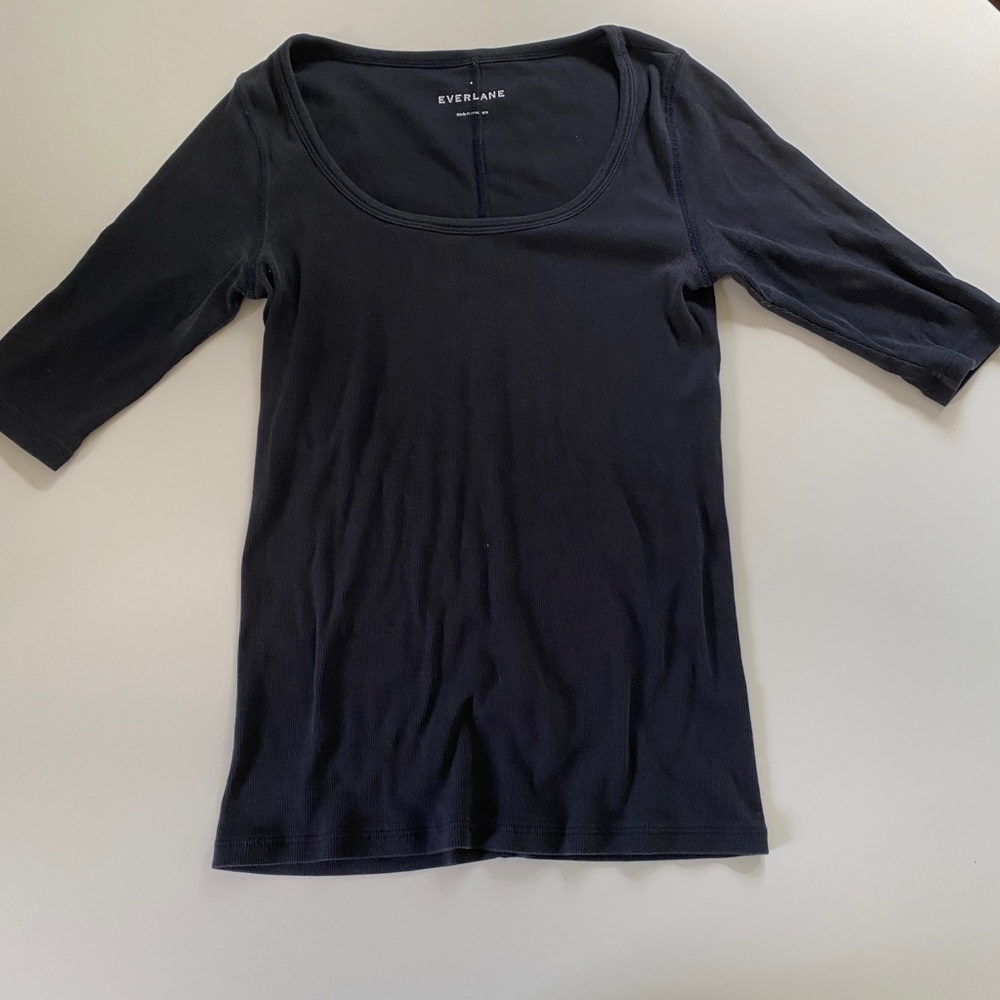 Everlane Pima Micro-Rib Scoop-Neck Tee